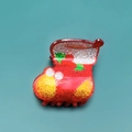 Molla per capelli a forma di calza di Natale con glitter rossi e gialli - Calza di Natale (4.8cm)