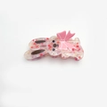 Cream acetic acid bunny hair claw clip with pink bow and colorful speckled patterns - Pink Rabbit 10.2cm