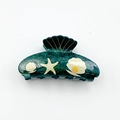 Pinza para el pelo verde oscuro tema océano con purpurina dorada y motivos de estrellas - 7,8 cm / Verde