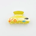 Lemon yellow acrylic hair claw clip with vibrant sea coral and shell ocean patterns - Yellow 7.8cm