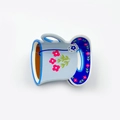 Pinza per capelli in acrilico blu a forma di tazza con motivi floreali rosa - Blu 5cm