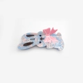 Sweet blue pink marble acetate rabbit hair claw clip with a 3D pink bow detail - Blue Rabbit 10.2cm