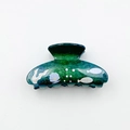 Deep green marble acrylic hair claw clip with ocean motifs like fish and seashells - Green 7.8cm