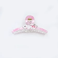 Pince à cheveux en acrylique motif lapin rose et blanc avec fleurs de cerisier - Style Lapin de Jade (11cm)