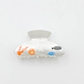 Ocean themed acrylic hair claw with sea life prints on semi-transparent white finish - White 7.8cm