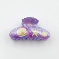 Pinza para el pelo de mármol morado con motivos marinos de estrellas de mar y conchas - 7,8 cm / Morado