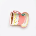 Pinza per capelli a forma di tazza rosa con cuori e dettaglio etichetta da tè - Rosa 5cm