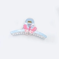Translucent blue acrylic hair claw clip with a delicate pink butterfly pattern inlay - Butterfly Style (11cm)