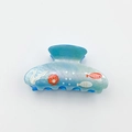 Translucent blue ocean theme hair claw clip with golden glitter and seashell patterns - Blue 7.8cm