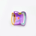 Pinza per capelli creativa a forma di tazza viola con fiore arancione e bustina di tè - Viola 5cm