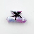 Starfish hair claw clip with purple ocean marble texture and small fish print - Purple 7.8cm