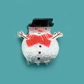 Sparkly white snowman hair claw clip with black hat and red polka dot bow for Christmas - Snowman (5cm)