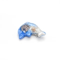 Fermaglio per capelli delfino blu e bianco con conchiglie e perle in resina acrilica - Delfino