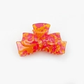 Levendige roze en oranje acryl haarklem met een marmeren patroon en glanzende afwerking - 9.5CM / Rood