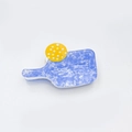 Kreative Haarklammer im Tischtennisschläger-Design aus Acryl in Blau und Gelb - Blauer Schläger
