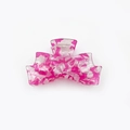 Elegante fuchsia en wit marmeren acryl haarklem voor dames in een stijlvolle strikvorm - 9.5CM / Roze