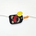 Süße Haarklammer aus schwarzem Acryl im Pickleball-Schläger Design mit Sternenmuster - Schwarzer Schläger