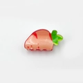 Mini acrylic strawberry hair claw clip in red with glitter texture for girls - Carrot
