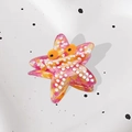 Pink and orange marble acetate starfish hair claw clip with playful white polka dots - Red 6.5cm