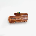 Einzigartige Eichhörnchen-Haarklammer im Holz-Stil aus braunem Acryl mit Blatt-Details - Baumstumpf-Stil / Baumstumpf 8.8cm