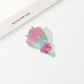 Pinza para el cabello creativa con diseño de ramo de tulipanes rosa y hojas verdes - 9.5CM / Tulipán