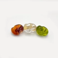 Irregular amber brown and olive green resin hair clip with gold metal base - 7.5cm / Green Arc Amber