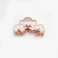 Haarklammer in Wolkenform aus Acryl mit Bambusblatt-Muster und orangem Rand - Glückswolken Blumenform / Blume 8.5cm