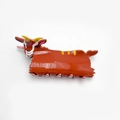 Braune Haarklammer aus Acryl im niedlichen Tier-Design mit gelben Hörnern für Damen - Kalb-Form / Kuh 11cm