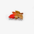 Pince à cheveux feuille d'érable rouge et brune avec nervures dorées pour l'automne - Feuille 8.5cm