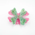 Elegante vlinder haarklem met roze en groen gelaagd acetaat en groene kristallen - 10.7CM / Groen Roze