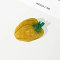 Pinza per capelli creativa in acetato con texture gialla e design a foglia verde - 6.8cm / Peperoncino Giallo