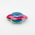 Cute UFO hair claw with colorful alien print for creative kids hair styling - White Alien (10cm)
