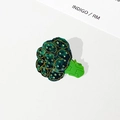 Pinza per capelli creativa a forma di broccoli con strass verdi e bordi dorati - 6.4CM / Broccoli