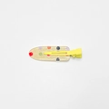 Barrette en acrylique pailleté avec pois colorés et fermoir bec de canard jaune - Perle de Thé au Lait