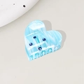 Elegante fermaglio per capelli a cuore in acetato marmorizzato blu con strass - 6.2cm / Blu