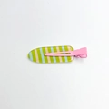 Pink metal duckbill clip with macaron green and blue striped oval resin decoration - Green Stripes