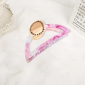 Haarklammer aus marmoriertem Acetat in Rosa mit Strasssteinen für Damen Haarschmuck - 7.7cm / Strassgelb