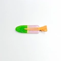 Sparkly fruit color hair clip with green, white, and pink glitter resin layers - Gentle Watermelon