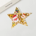 Pince à cheveux étoile de Noël avec paillettes dorées et motif de Père Noël festif - 10,1 cm / Style Père Noël / Jaune