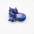 Blue marble acetate hair claw clip in a cute cat shape with sparkling rhinestone eyes - Blue Cat Shape (DZ0154)