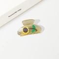 Pinza para el cabello en acetato ámbar con girasol amarillo y hojas verdes - 8.3cm / Girasol