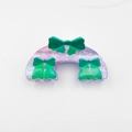 Purple glitter hair claw clip with green bows for women and girls' festival styling - Purple Moon 9.3cm