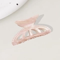 Elegante pinza para el cabello de acrílico rosa con perlas y diseño de lazo de cola de pez - Rosa Melocotón
