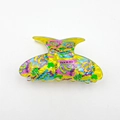 Gelbe Haarklammer aus Acryl mit buntem Back to School Graffiti-Druck für Damen - Gelbes Doodle (8cm)