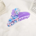 Pince à cheveux en acétate avec motif fleur violette et strass brillants décoratifs - Style Décor Floral Violet / Épissage Violet Clair (DZ0191)