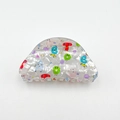 Semicircle cream acrylic hair claw clip with colorful alphabet patterns for women - Semi-Circle Letter (8.3cm)