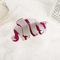 Minimalist acetate hair claw clip with pink and pearlescent white wavy shell design - White 10.5cm