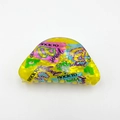 Semi-circular acrylic hair claw clip with colorful spots and BACK TO SCHOOL print - Semi-Circle Doodle (8.3cm)