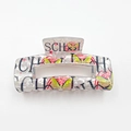 School themed marble white acrylic hair claw clip with butterfly and letter print - Square Butterfly (10cm)