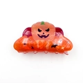 Translucent orange acrylic Halloween hair claw clip with pumpkin and ghost motifs - Pumpkin Orange 8cm
